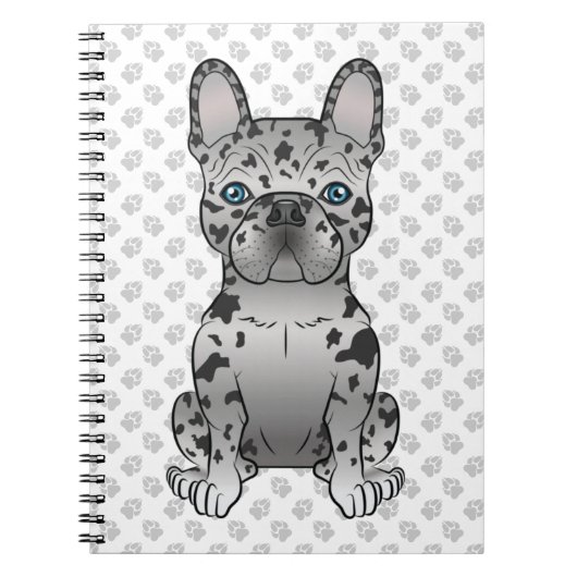 Blue Merle French Bulldog Frenchie Cute Dog & Paws Notitieboek (Voorkant)