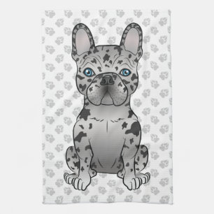 Blue Merle French Bulldog Frenchie Cute Dog & Paws Theedoek