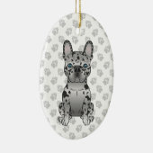 Blue Merle French Bulldog Frenchie Cute Dog & Text Keramisch Ornament (Rechts)