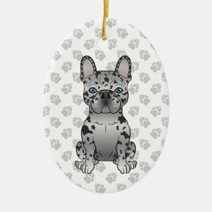 Blue Merle French Bulldog Frenchie Cute Dog & Text Keramisch Ornament