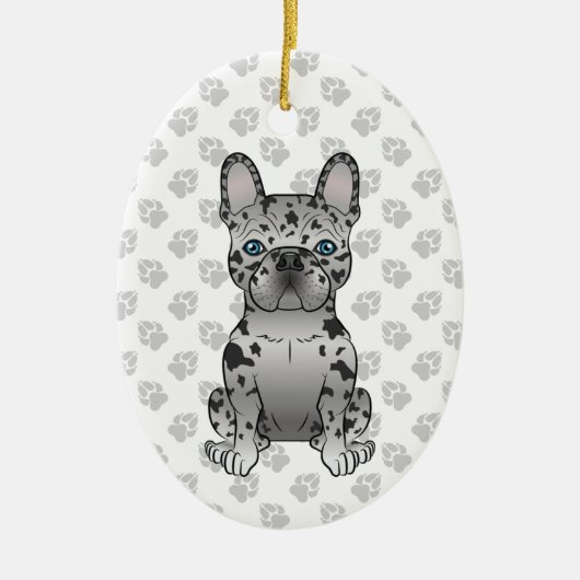 Blue Merle French Bulldog Frenchie Cute Dog & Text Keramisch Ornament (Voorkant)