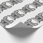 Blue Merle French Bulldog Frenchie Dog Pattern Cadeaupapier (Hoek)