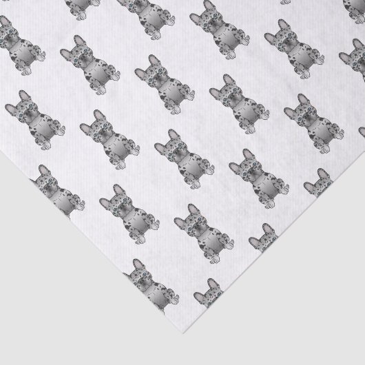 Blue Merle French Bulldog / Frenchie Dog Pattern Tissuepapier (Detail)