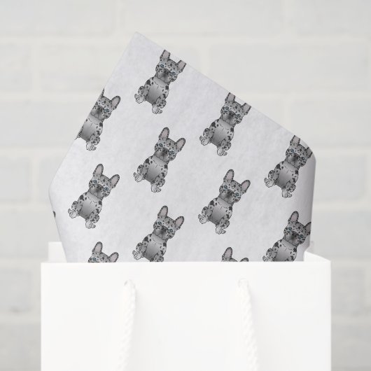 Blue Merle French Bulldog / Frenchie Dog Pattern Tissuepapier (Cadeauzakje)