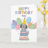 Blue Merle Goldendoodle Dog Happy Birthday Kaart (Gele Bloem)