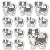 Blue Merle Long Coat Chihuahua Cute Cartoon Dogs Sticker (Voorkant)