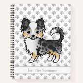 Blue Merle Long Coat Chihuahua Dog en Custom Text Notitieboek (Voorkant)