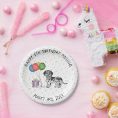Blue Merle Mini Goldendole Cartoon Dog Birthday Papieren Bordje (Feest)