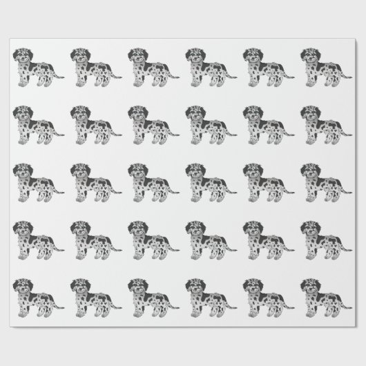Blue Merle Mini Goldendole Cartoon Dog Pattern Cadeaupapier (Vlak)