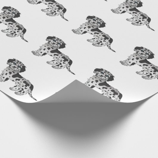 Blue Merle Mini Goldendole Cartoon Dog Pattern Cadeaupapier (Hoek)