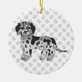 Blue Merle Mini Goldendole Cartoon Dog & Text Keramisch Ornament (Voorkant)