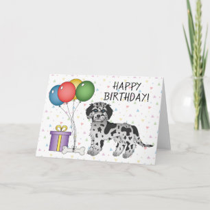Blue Merle Mini Goldendoodle Hond Gelukkige Verjaa Kaart