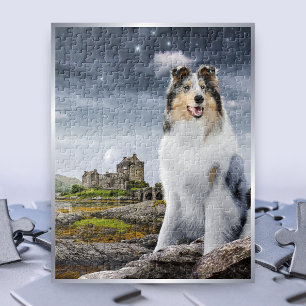 Blue Merle Rough Collie at Eilean Donan Castle - Legpuzzel