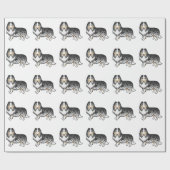 Blue Merle Rough Collie Cute Cartoon Dog Patroon Cadeaupapier (Vlak)