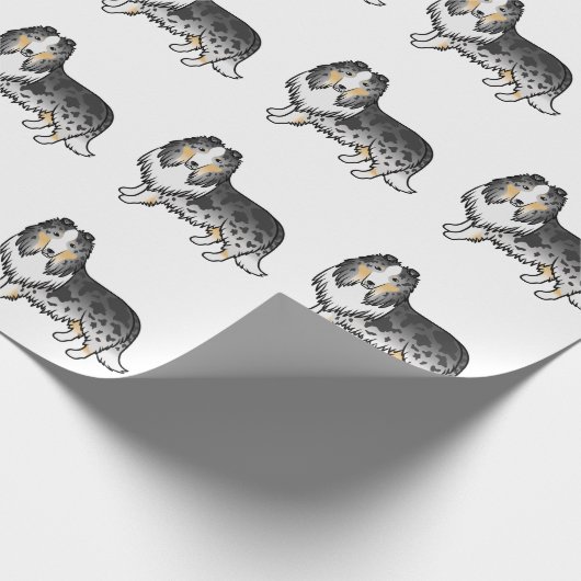 Blue Merle Rough Collie Cute Cartoon Dog Patroon Cadeaupapier (Hoek)
