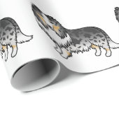 Blue Merle Rough Collie Cute Cartoon Dog Patroon Cadeaupapier (Rol Hoek)