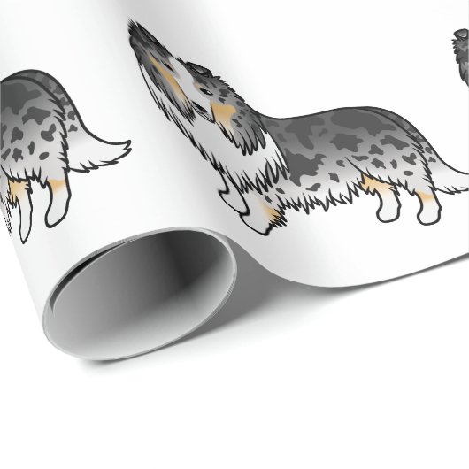 Blue Merle Rough Collie Cute Cartoon Dog Patroon Cadeaupapier (Rol Hoek)