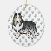 Blue Merle Rough Collie Cute Cartoon Dog & Paws Keramisch Ornament (Links)