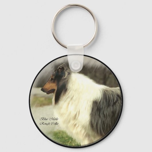 Blue Merle Rough Collie Gifts Art Sleutelhanger (Voorkant)