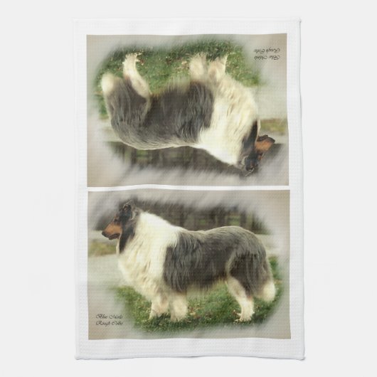 Blue Merle Rough Collie Gifts Theedoek (Verticaal)