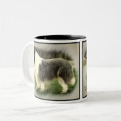Blue Merle Rough Collie Gifts Tweekleurige Koffiemok (Voorkant links)