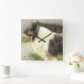 Blue Merle Rough Collie Gifts Vierkante Klok (Huis)