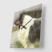 Blue Merle Rough Collie Gifts Vierkante Klok (Hoek)