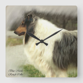 Blue Merle Rough Collie Gifts Vierkante Klok