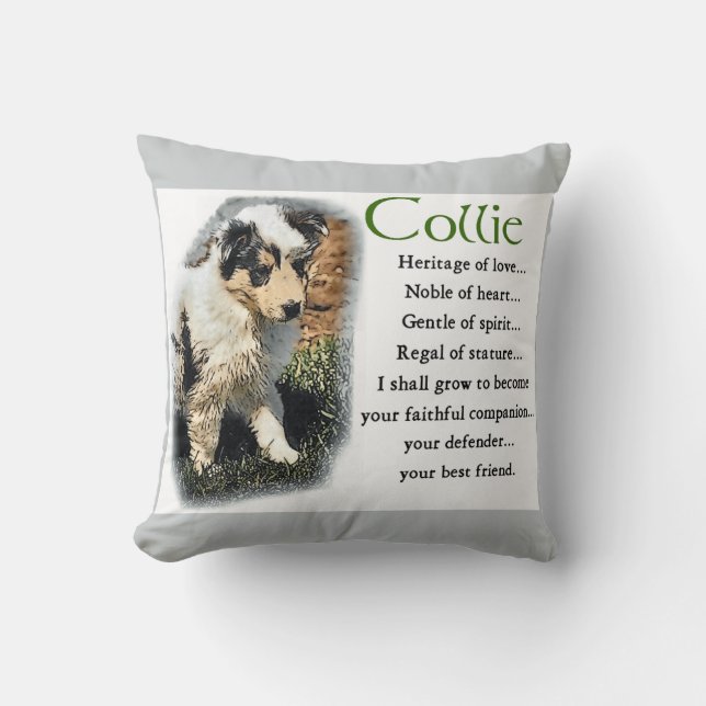 Blue Merle Rough Collie Puppy Kussen (Voorkant)
