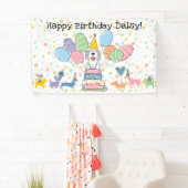 Blue Merle Sheepadoodle Hond Verjaardagsfeestje Spandoek (Insitu)