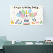 Blue Merle Sheepadoodle Hond Verjaardagsfeestje Spandoek (Beurs)