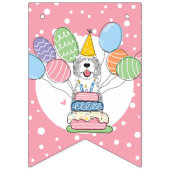 Blue Merle Sheepadoodle Hond Verjaardagsfeestje Vlaggetjes (Eerste vlag)