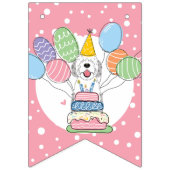 Blue Merle Sheepadoodle Hond Verjaardagsfeestje Vlaggetjes (Eerste vlag)