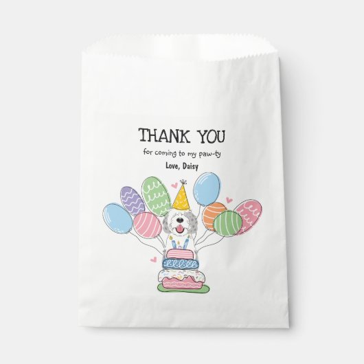 Blue Merle Sheepadoodle Verjaardagsfeestje Bedankzakje (Voorkant)