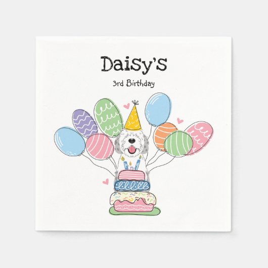 Blue Merle Sheepadoodle Verjaardagsfeestje Papier Servet (Voorkant)