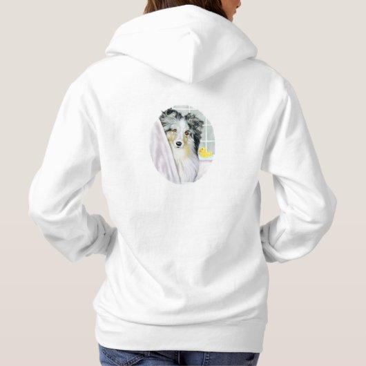 Blue Merle Sheltie Bath Hoodie (Achterkant)