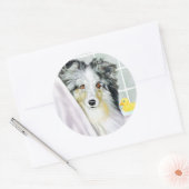 Blue Merle Sheltie Bath Ronde Sticker (Envelop)