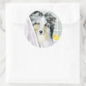 Blue Merle Sheltie Bath Ronde Sticker (Tas)