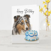 Blue Merle Sheltie Cake Inspector Kaart (Gele Bloem)