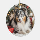 Blue Merle Sheltie Christmas Keramisch Ornament (Links)