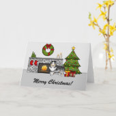 Blue Merle Sheltie Dog in een kerstzaal Kaart (Gele Bloem)