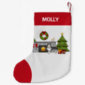 Blue Merle Sheltie Dog in een kerstzaal Kleine Kerstsok (Achterkant)