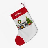 Blue Merle Sheltie Dog in een kerstzaal Kleine Kerstsok (Achterkant (Hangend))