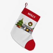 Blue Merle Sheltie Dog in een kerstzaal Kleine Kerstsok (Voorkant (Hangend))