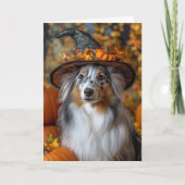 Blue Merle Sheltie Halloween Kaart (Voorkant)