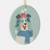 Blue Merle Sheltie Keramisch Ornament (Rechts)