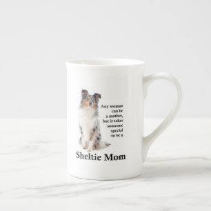Blue Merle Sheltie Mom Bone China Mok