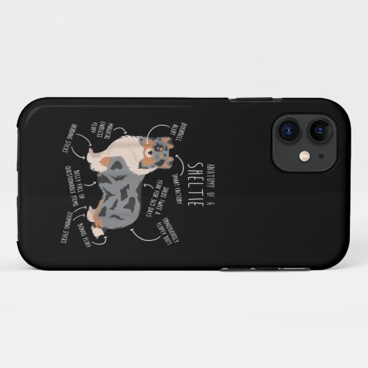 Blue Merle Sheltie Shetland Sheepdog Anatomy, leuk Case-Mate iPhone Case (Achterkant (horizontaal))
