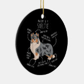 Blue Merle Sheltie Shetland Sheepdog Anatomy, leuk Keramisch Ornament (Rechts)