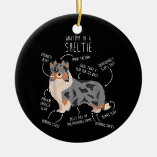 Blue Merle Sheltie Shetland Sheepdog Anatomy, leuk Keramisch Ornament